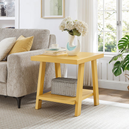 Athens Contemporary Wood Shelf End Table, Yellow