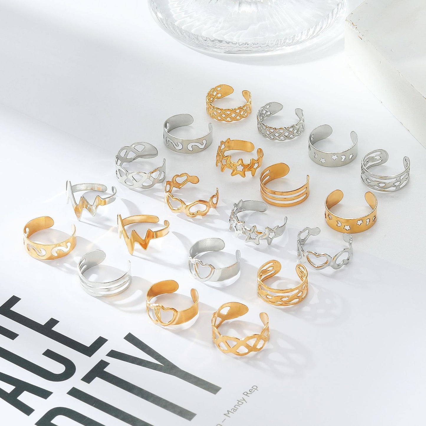 Alloy Star Moon Toe Ring 10-piece Set