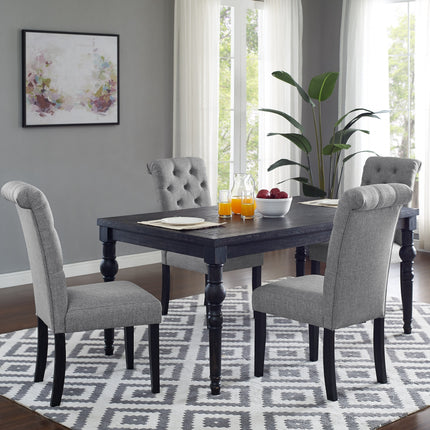 Leviton Urban Style Wood Dark Wash Turned-Leg Dining Set: Table and 4 Chairs, Gray
