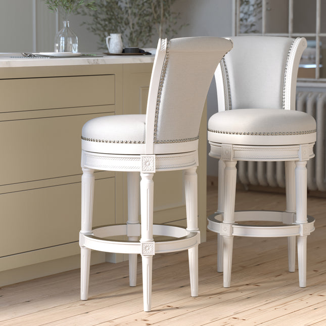 31in. Wood Bar-Height Swivel Barstool with High-Back, 1PC