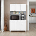 Lehr Pantry Cabinet with Ample Storage, Spacious Shelves, and 6 Doors-1 Drawer, White