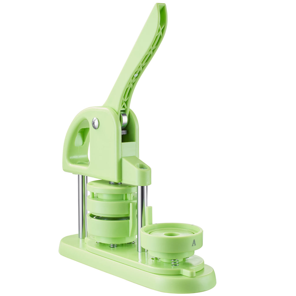 Button Maker Machine, 2.28 in, Plastic Pin Maker with 100pcs Button Parts, Circle Cutter and Hex Wrenches, Reinforced Ergonomic Handle, for DIY Badges, Personalized Pins and Key Chains, Green