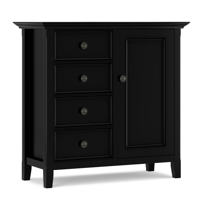Amherst 4 Drawer Storage Cabinet in Black with Pine Construction and Transitional Design
