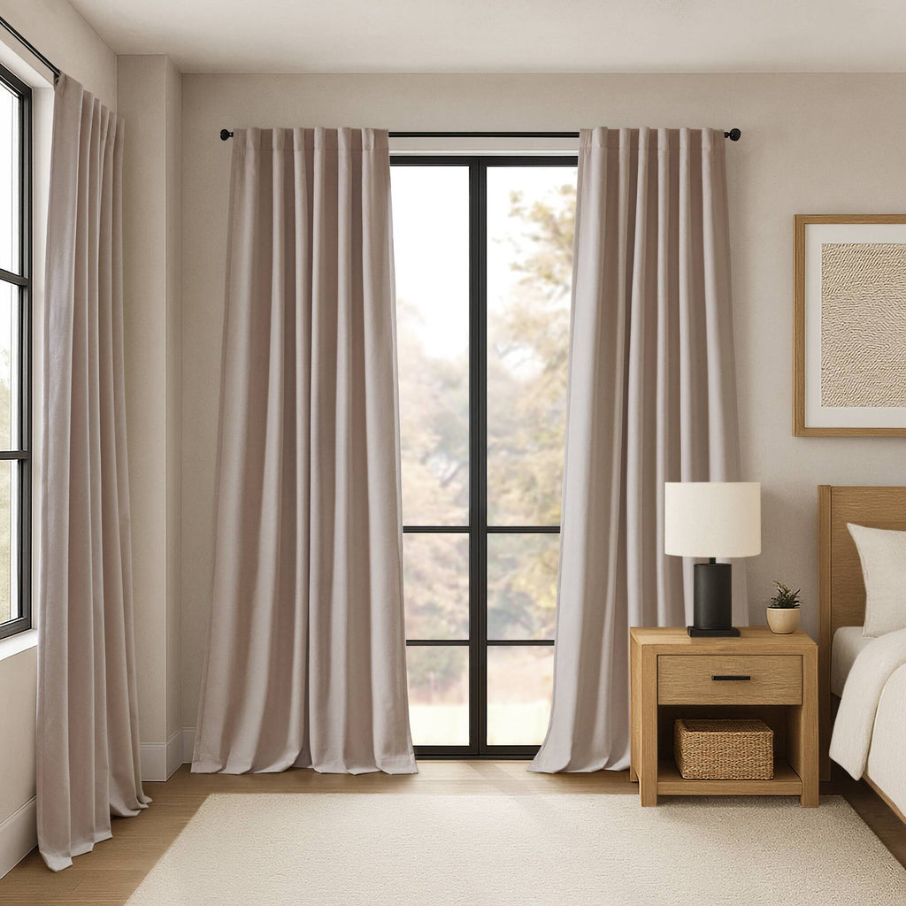 2-PK 52x95' Sound blocking/Total blackout curtain panel pair Linen