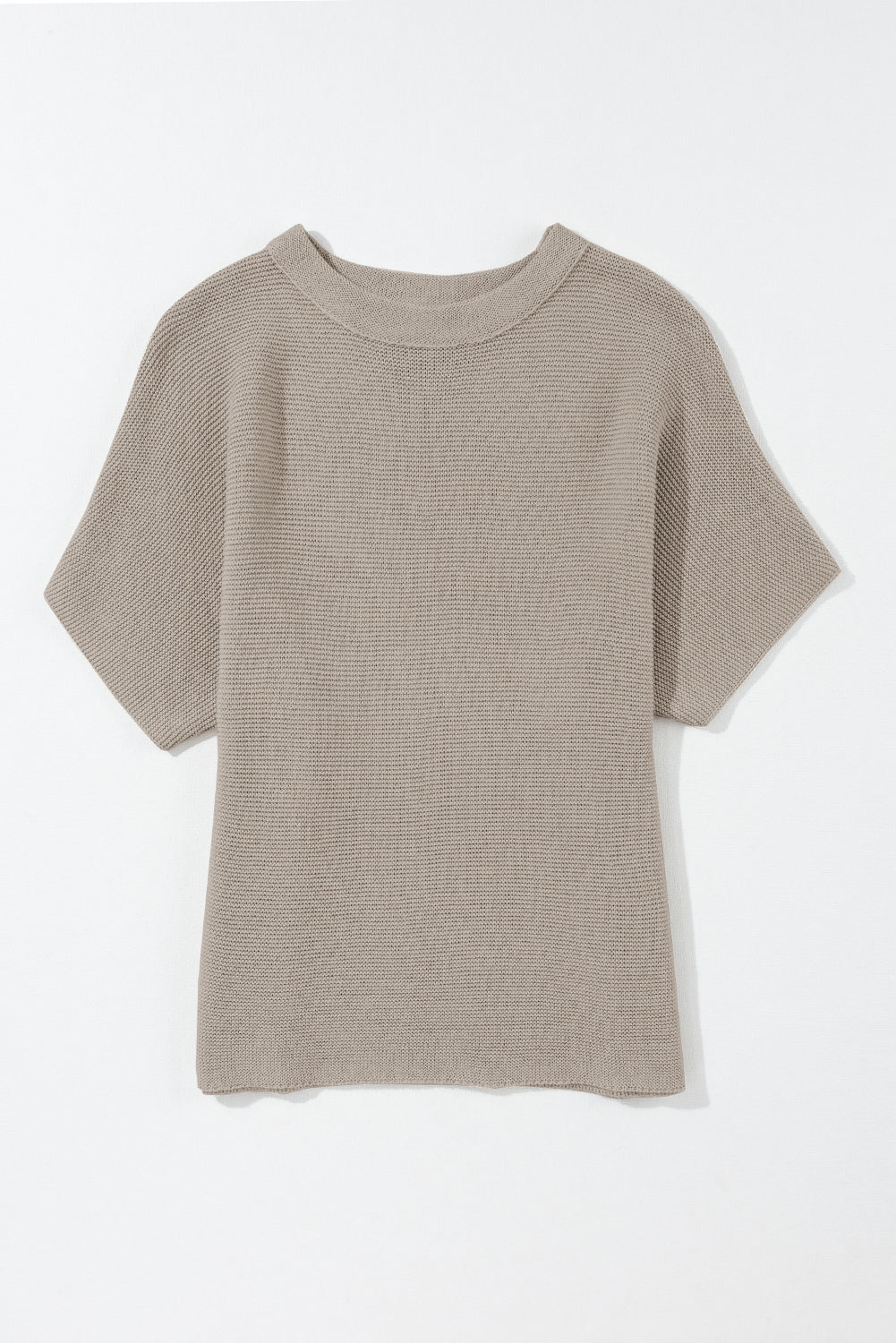 Coffee Mock Neck Short Batwing Sleeve Sweater - Eloy Royal