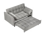 Modern Velvet Loveseat Futon Sofa Couch Pullout Bed, Small Love Seat Lounge Sofa w/Reclining Backrest, Toss Pillows, Pockets, Furniture for Living Room,3 in 1 Convertible Sleeper Sofa Bed, Gra - Eloy Royal
