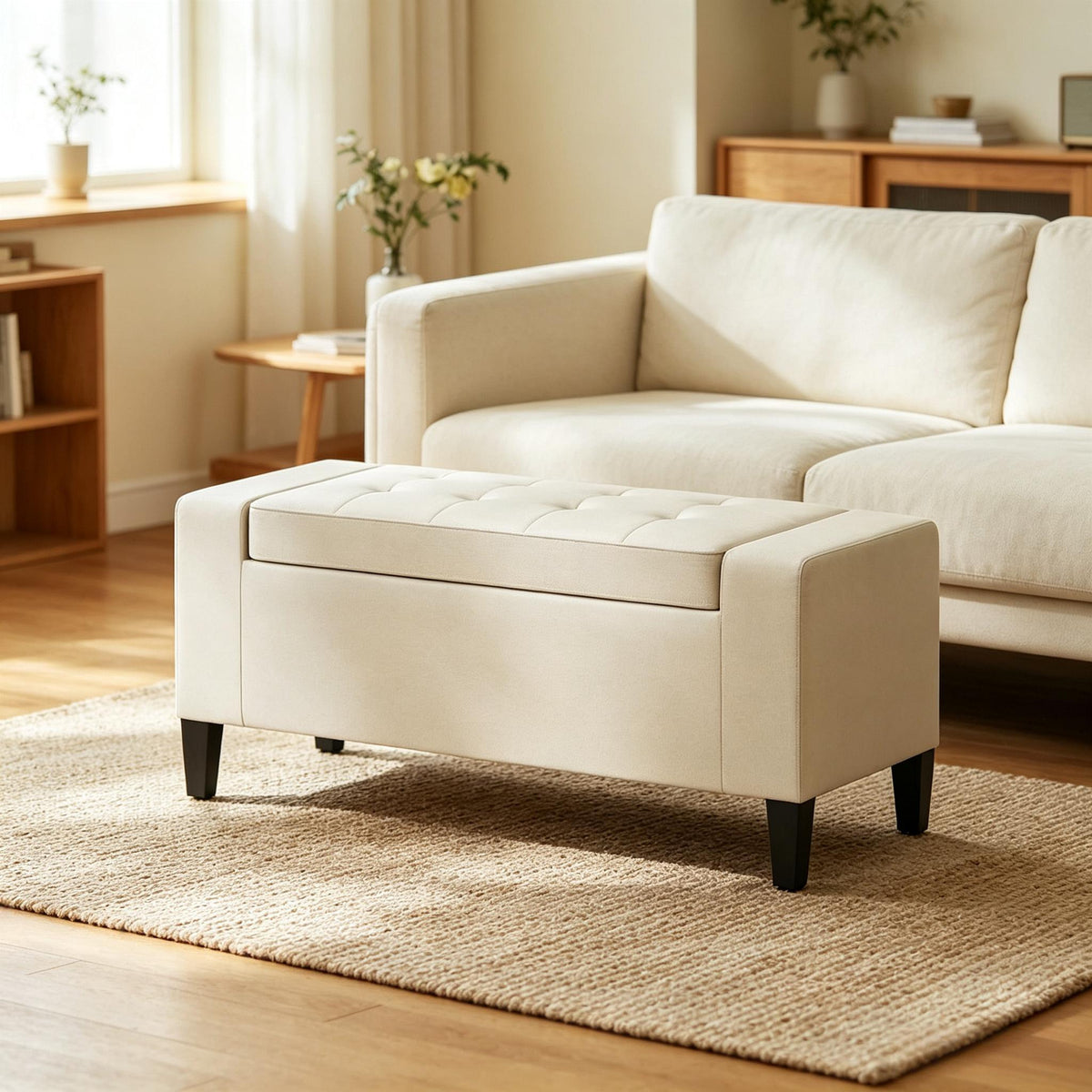 Modern Storage Bench,Versatile Ottoman Bench,Bench with Functional Design