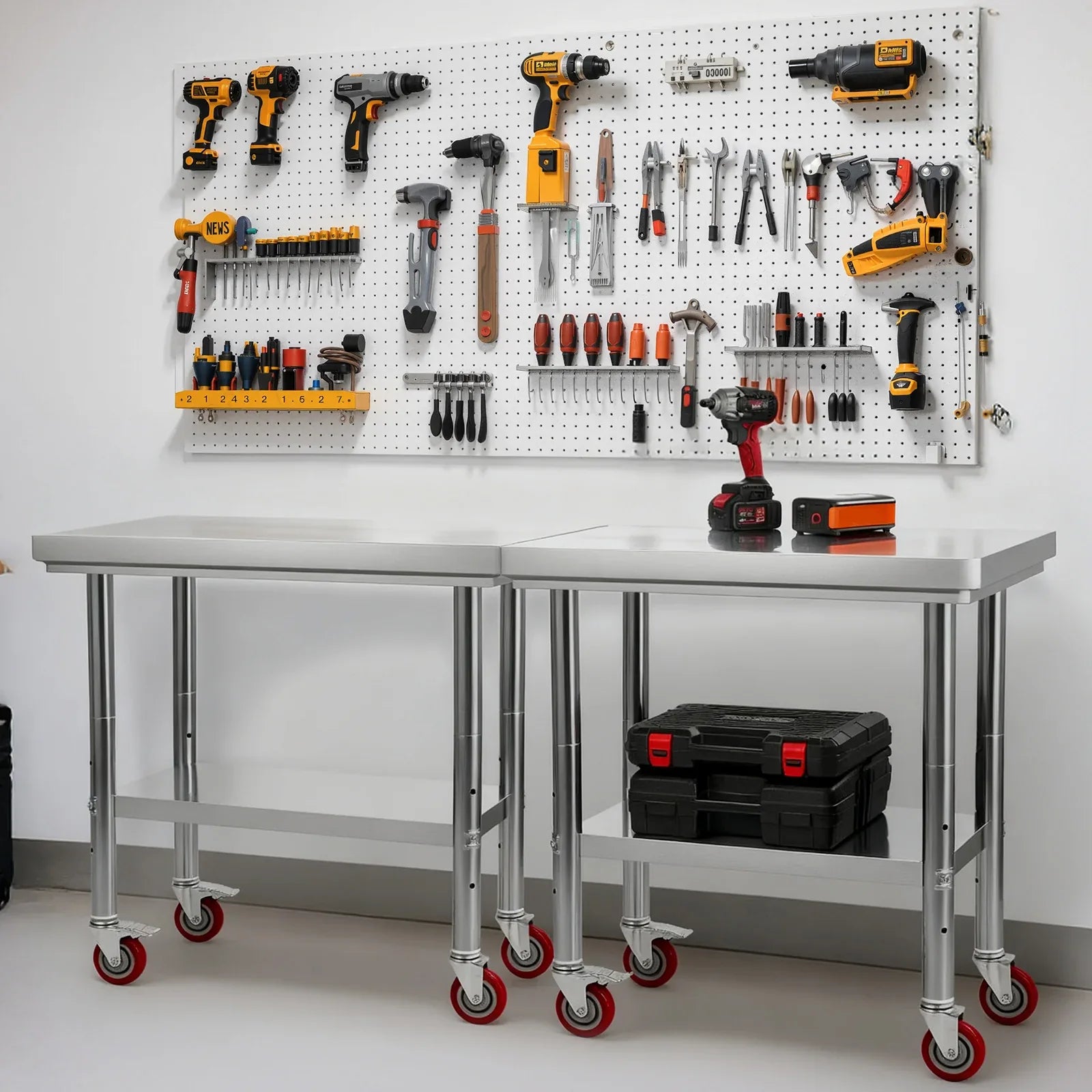 Stainless Steel Table, 24 x 35.4 Inches Food Prep Worktable with Wheels, Kitchen Prep Table with Adjustable Undershelf Workstations for Commercial Kitchen, Restaurant, Hotel and Garage, Outdoor - Eloy Royal