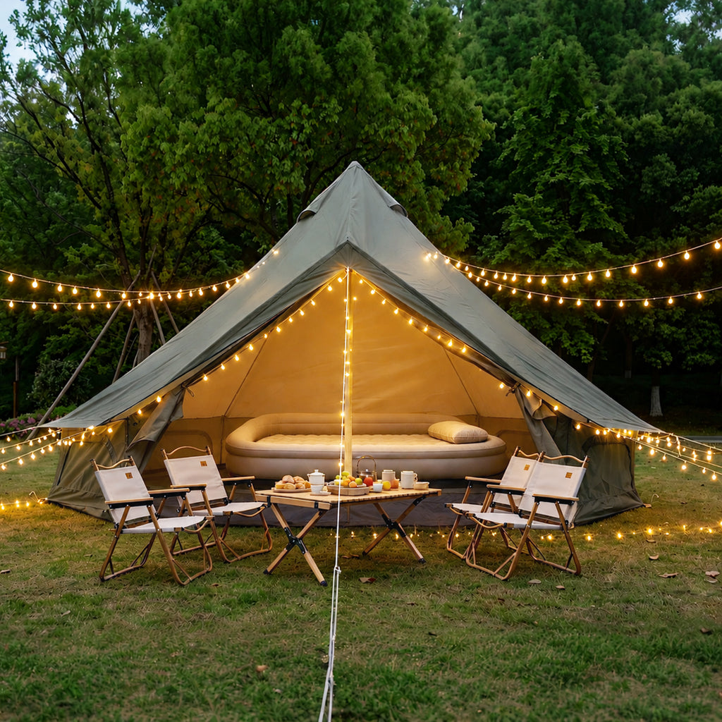 Oxford Bell Tent for Family Camping - Spacious 9.8ft  Yurt with Stove Jack, Large Glamping Tents for 3-4 People, 4 Season Oxford Hot Tent Shelter Green