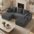 95''modular combination sofa with L-shaped lounge chair, Four seater boneless design with footrest