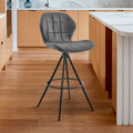 Hestrel 30' Swivel Bar Height Bar Stool in Charcoal Fabric and Black Finish