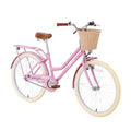 24 Inch Girls Bike, Steel Frame, Multiple Colors, with Front Basket & Rear Rack and Fenders