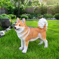 Lifelike Shiba Inu Dog Statue, Realistic Resin Animal Figurine for Indoor Outdoor Garden Lawn Yard Home Decor, Art Craft Gift, Brown+White