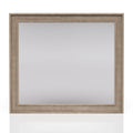 Classic Sand Colored Cane Mirror with Beveled Glass and Rubberwood Frame
