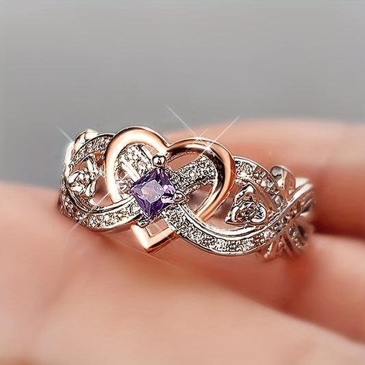 Women's Simple Heart-shaped Zircon Ring