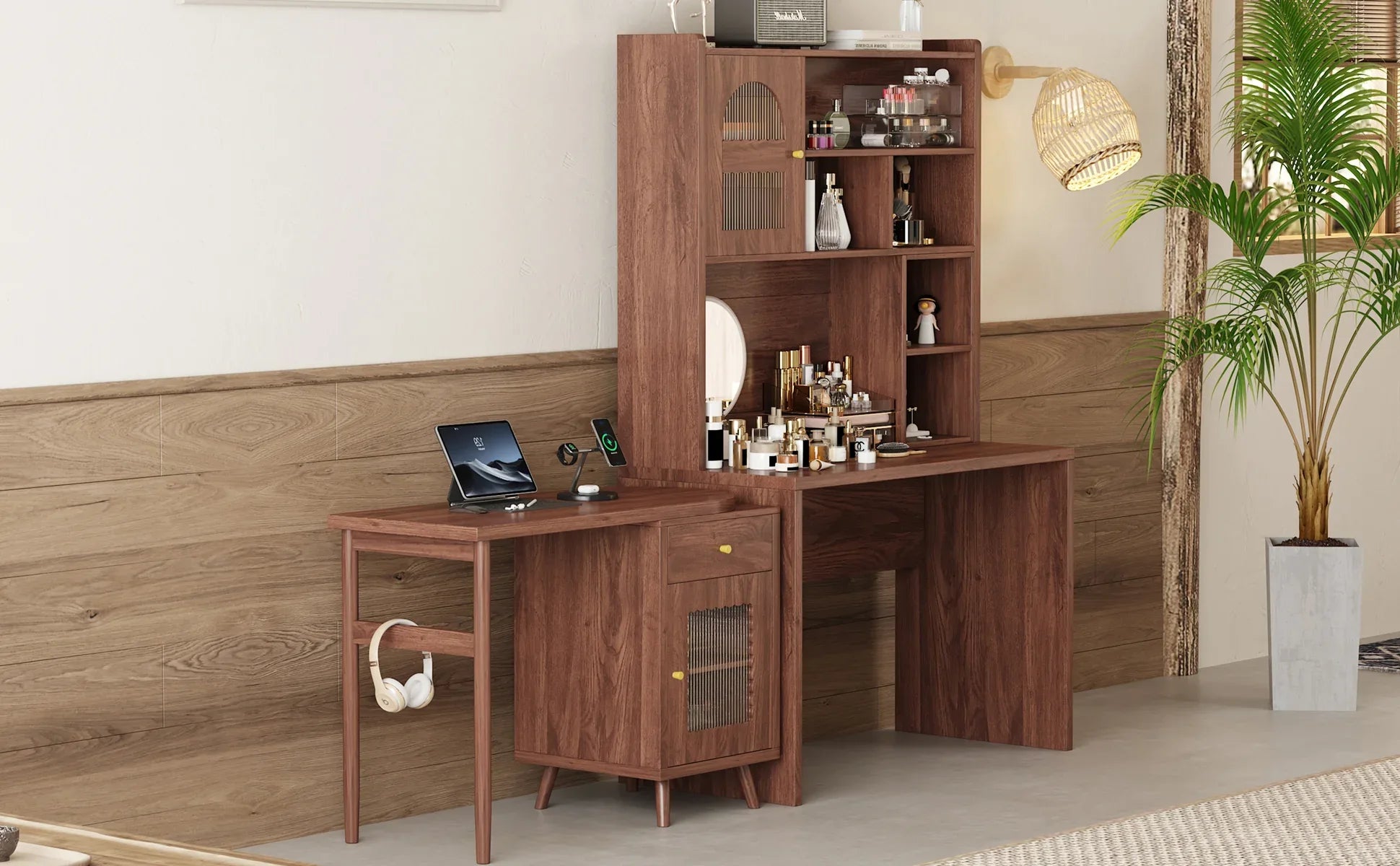 Computer Desk with 90 Degree Rotating Desktop, 43x70 Inch Office Desk with Storage Drawer and Cabinets, Gaming Desk with Shelves, Writing Desk for Study, Work Desk for Home (Old SKU:N733P279101D) - Eloy Royal