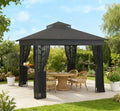 Double Roof Patio Gazebo,Outdoor Gazebo with Shelves and Netting,for Lawn, Backyard and Deck
