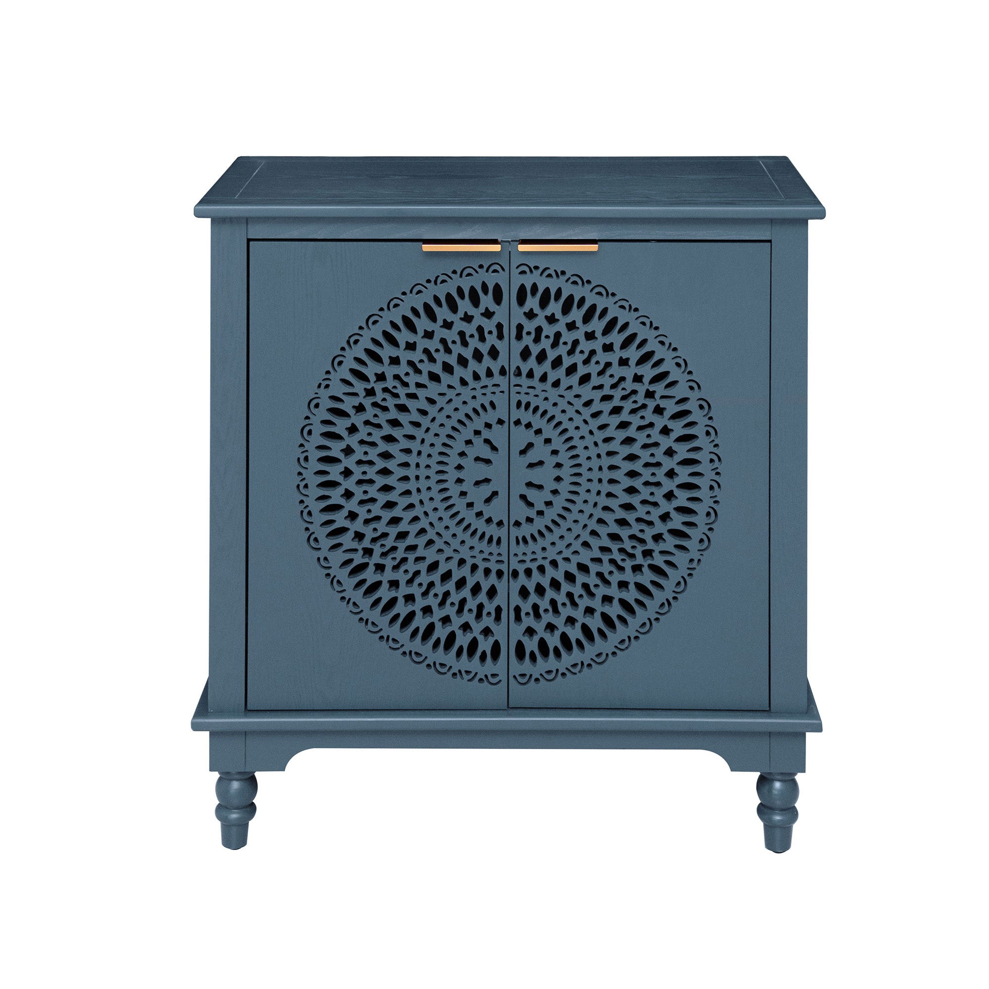 Hollow-Carved 2 Doors Accent Cabinet Sideboard Buffet Storage Cabinet with Adjustable Shelf for Entryway, Living Room, Bedroom