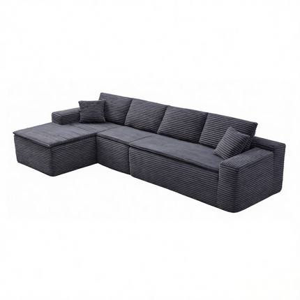 134' Modern Minimalist Modular Sectional Couch, Comfort L Shaped 4-Seat Lounge Sofa with Seat Cushion, Left Hand Facing