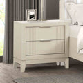 Transitional Style 1pc Nightstand French And English Dovetail Drawers Chrome Handles Fluted Design Antique White Finish Bedroom Furniture