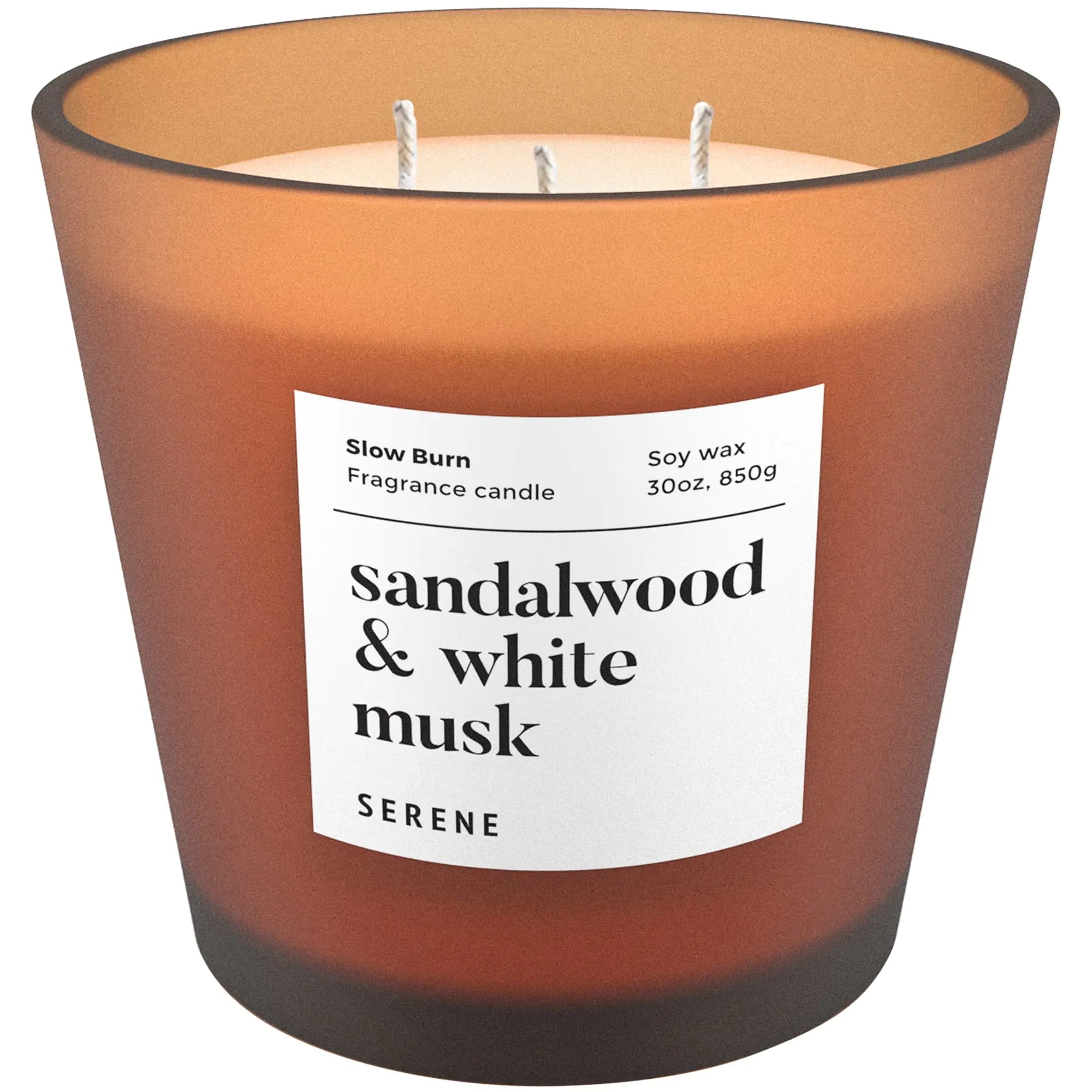 Hidden Label Large Scented Candle Sandalwood & White Musk 30oz 3 Wick Huge Candle Huge Slow Burn Natural Soy Candles for Home Scented Sandalwood & White Musk