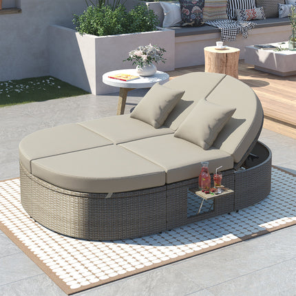 TOPMAX Outdoor Sun Bed Patio 2-Person Daybed with Cushions and Pillows