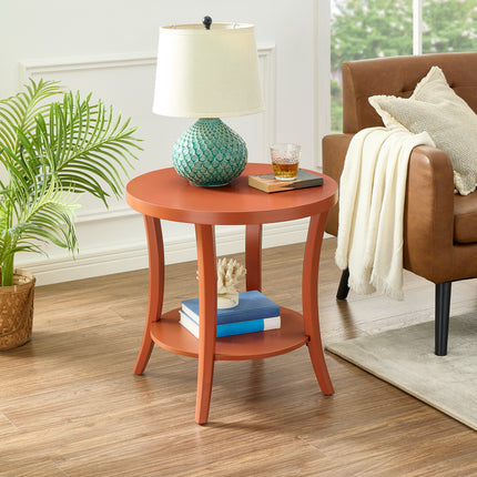 Perth Contemporary Oval Shelf End Table, Orange