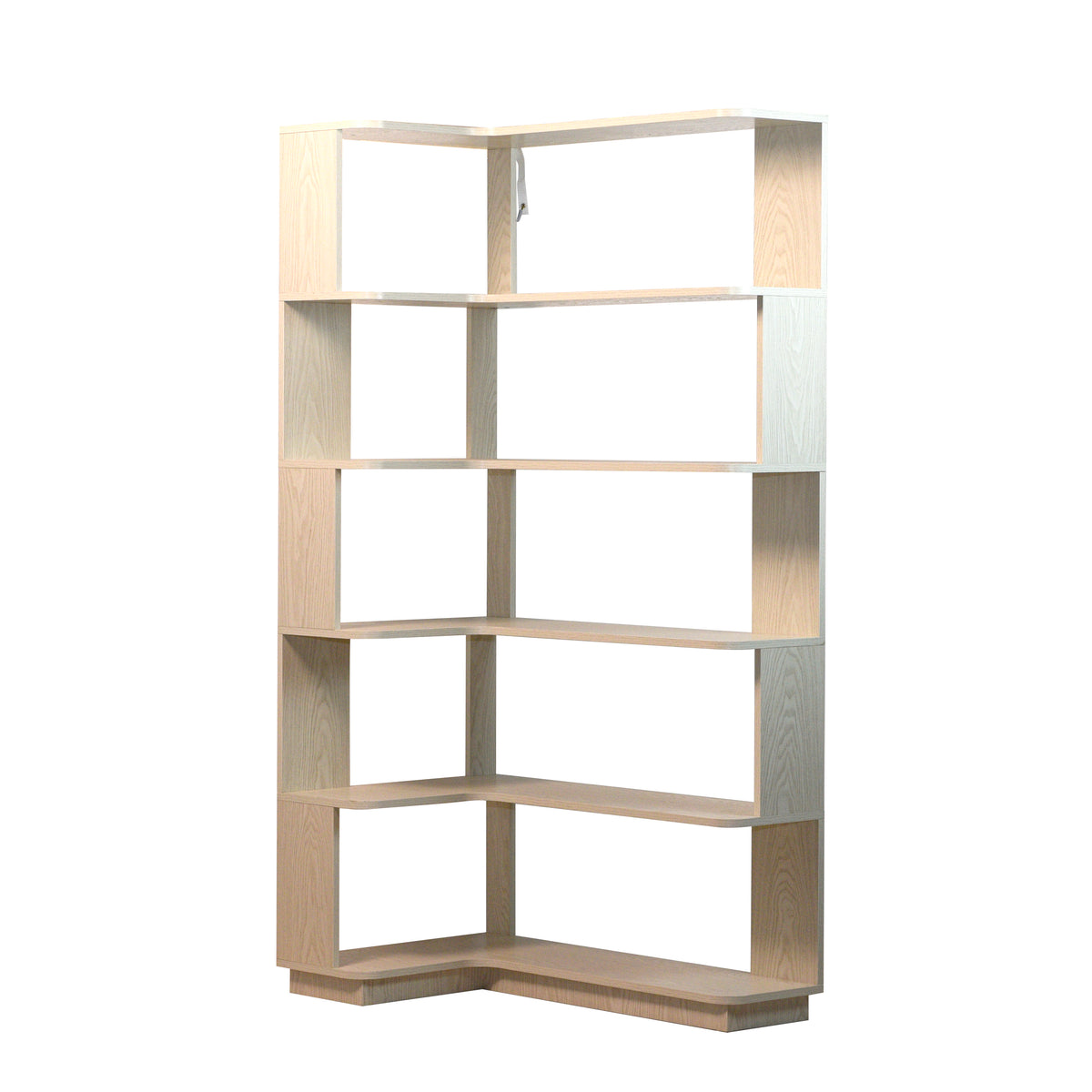 L-Shaped Corner Bookshelf 90cm Extended Size 5-Tier Freestanding Wooden Display Shelf in White with Anti-Tip Safety Features