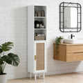 Nordic Style Freestanding Bathroom Storage Cabinet,Tall Bathroom Cabinet with Rattan Doors