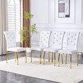 Set of 4,Retro alligator skin Upholstered dining chairs,with Crystal buckle design and Faux Leather design,a touch of elegance and mystery to the dining area.Gold plated metal feet