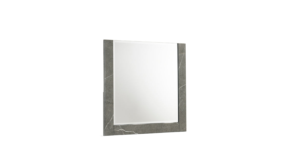 Elara Mirror – Two-Tone High-Gloss Marble & Lacquer Frame with Large Reflective Surface and Elegant Design- Gray(Includes Mirror Only)