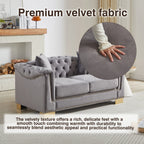 {Video] Classic Modern Style Sofa, 62-inch Chesterfield Classic Rolled Arm Tucked-in Nailhead Decor Cloud Two-Seater Velvet Sofa, Luxury Double Sofa Suitable for Living Room, Bedroom, Apartment, Grey - Eloy Royal