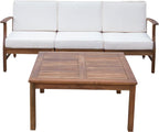 PERLA 3 SEATER SOFA AND TABLE SET, CREAM