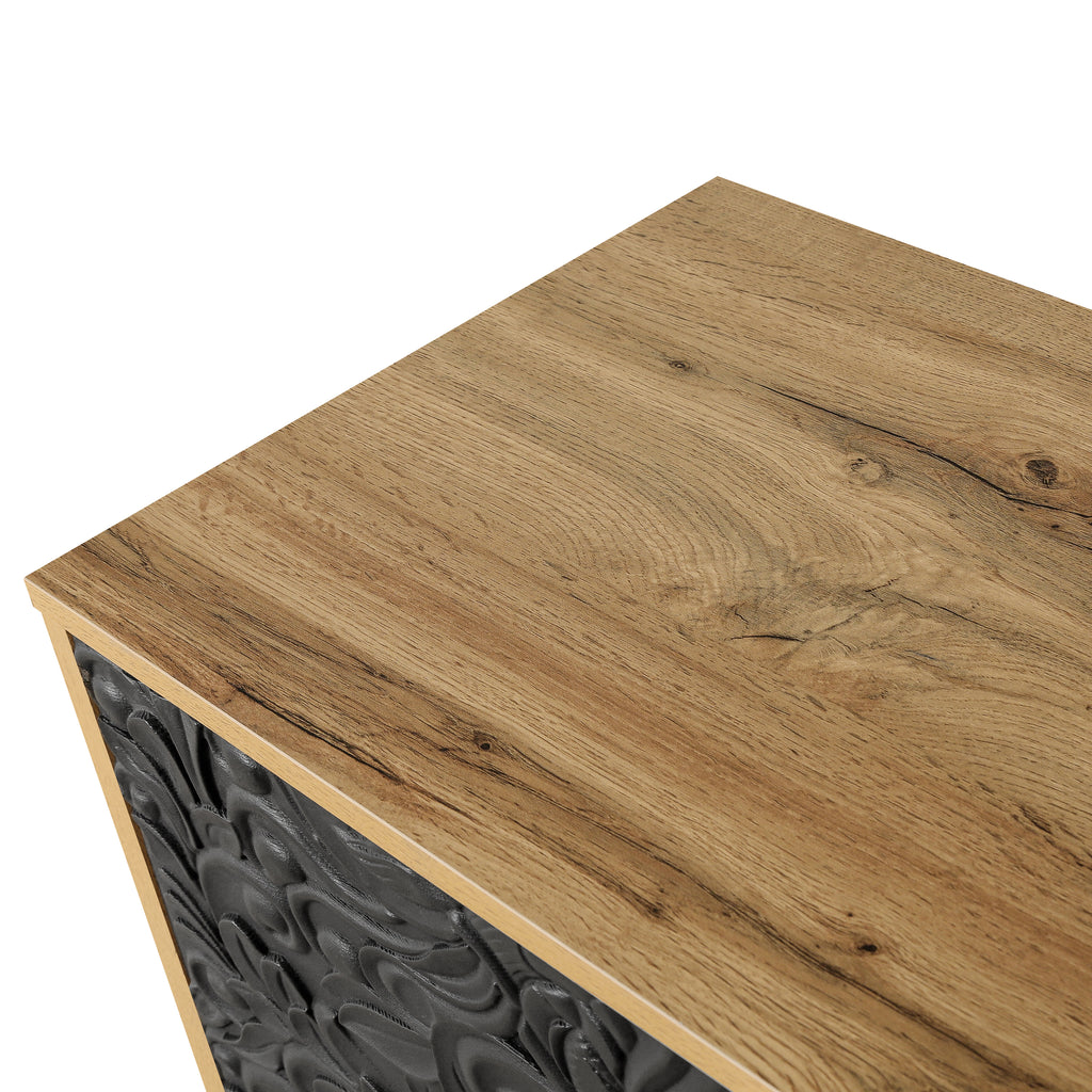 Ivers Carved-Door Sideboard, Black and Natural, 63 in