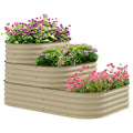 Outsunny 3-Tier Galvanized Steel Raised Garden Bed Kit, 62.25' x 43' x 32.25', 3 Combining Planter Boxes with Rubber Strip Edging, Open Bottom for Backyard, Garden, Patio, Cream White