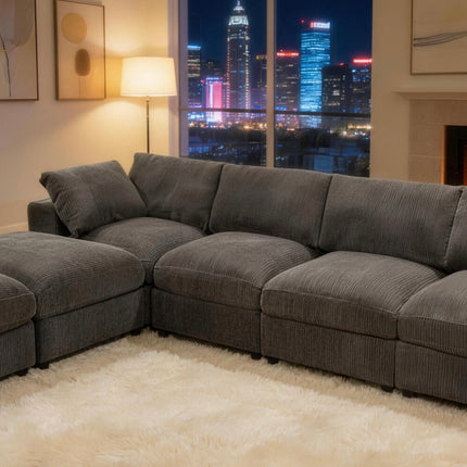 Corduroy Reversible Modular Sectional