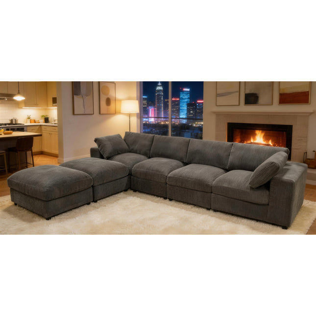 Corduroy Reversible Modular Sectional