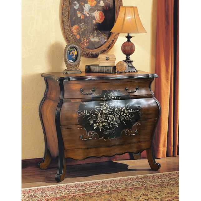 Oak and Antique Black 3-Drawer Chest