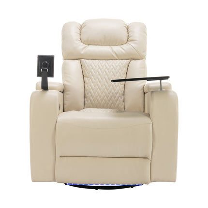 Home Theater Recliner with 270 Degree Swivel with PU Leather