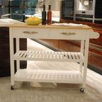 Kitchen Island & Kitchen Cart, Rubber Wood Top, Mobile Kitchen Island with Two Lockable Wheels, Simple Design for Easy Storing and Fetching, Two Drawers Give Unique Storage for Special Utensil. - Eloy Royal