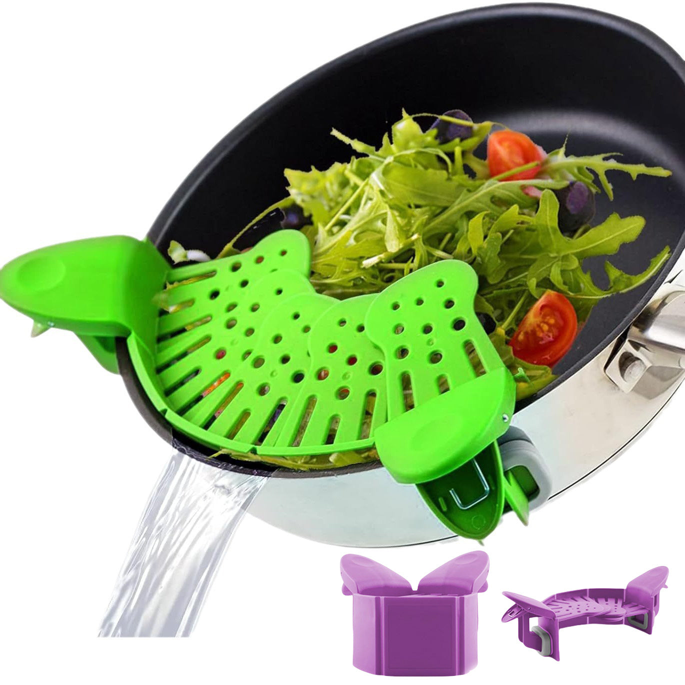 Universal Silicone Clip-on Pan Pot Strainer Anti-spill Pasta Pot Strainer Food Grade Rice Fruit Colander Strainer Kitchen Gadgets - Eloy Royal