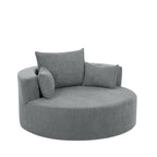 Modern Accent Swivel Barrel Chair with Removable Pillows, Grey Chenille, 56.3x56.3x35.5 in