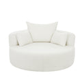 360° Swivel Chair Accent Barrel Chair with Removable Pillows, Beige Chenille Fabric, 56.3' Diameter