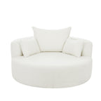 360° Swivel Chair Accent Barrel Chair with Removable Pillows, Beige Chenille Fabric, 56.3' Diameter