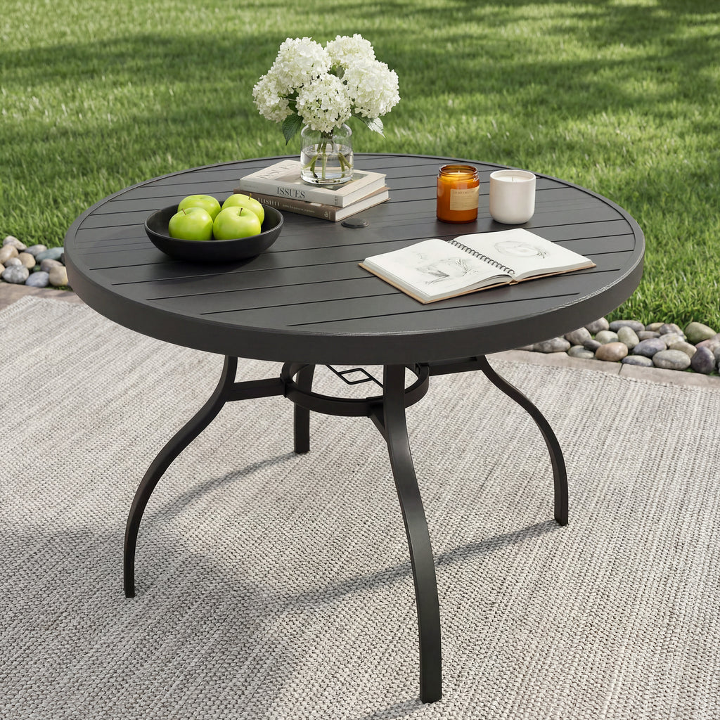 41 Inch 1 Piece Outdoor Indoor Dining Round Table Black