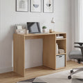 Computer Desk with 3 Shelves and 1 Basket - Natural Oak