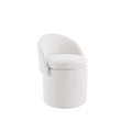 Makeup stool with Storage, Upholstered  Vanity Stool with Foldable Backrest Modern Cylindrical Footrest Stool for Living Room Bedroom,Makeup Room, Dressing,Beige
