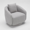 Swivel Accent Chair, Barrel Armchair with Back Pillow & Wood Frame for Living Room, Bedroom, Office