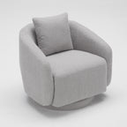 Swivel Accent Chair, Barrel Armchair with Back Pillow & Wood Frame for Living Room, Bedroom, Office