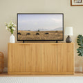 59-inch modern wavy sideboard, curved contour design storage cabinet, 4-door cabinet with storage function, suitable for kitchen/bedroom/living room, Natural, 59.0'L x 15.7'W x 27.7'H